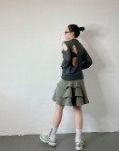 Grey Irregular Ruffle Skirt #250319